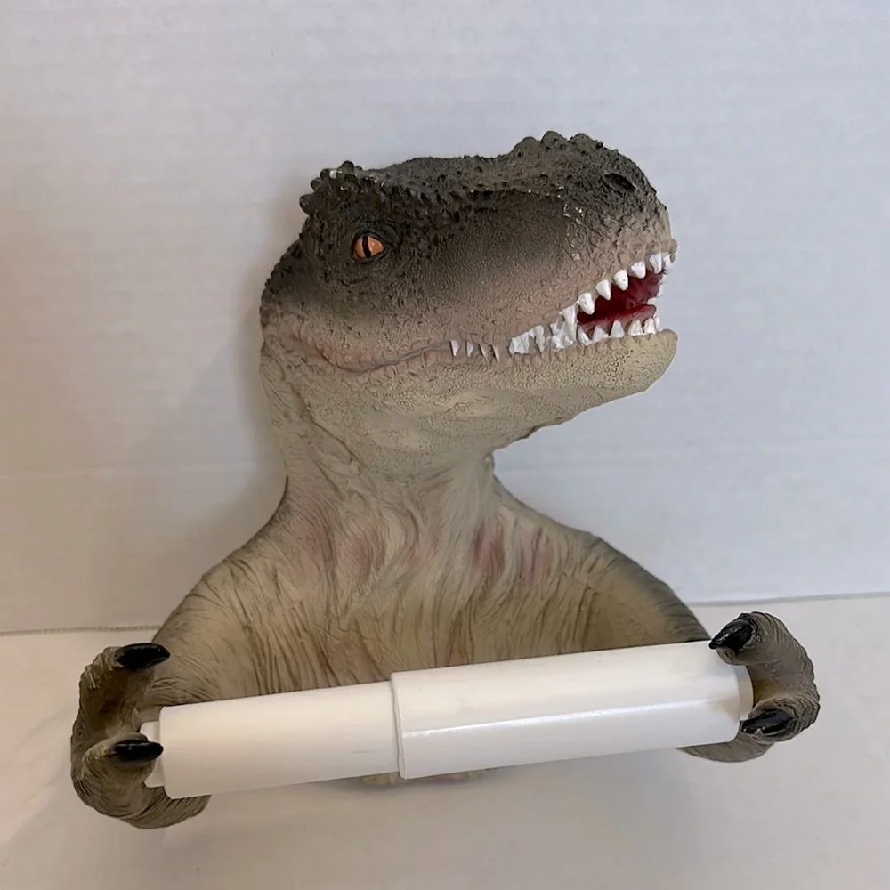 T Rex toilet paper holder with White Roller nwot